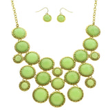 Mi Amore Adjustable Necklace-Earring-Set Green/Gold-Tone