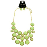 Mi Amore Adjustable Necklace-Earring-Set Green/Gold-Tone