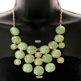 Mi Amore Adjustable Necklace-Earring-Set Green/Gold-Tone