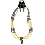 Mi Amore Adjustable Necklace-Earring-Set Multicolor/Silver-Tone