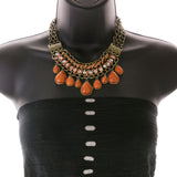 Mi Amore Orange Stone Adjustable Fashion-Necklace Orange & Gold-Tone