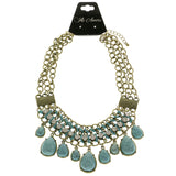 Mi Amore Orange Stone Adjustable Fashion-Necklace Blue & Gold-Tone