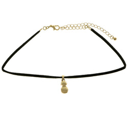 Mi Amore Pineapple Adjustable Choker-Necklace Black & Gold-Tone