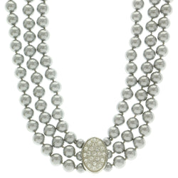 Mi Amore Bead-Necklace Gray/Silver-Tone