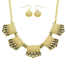 Mi Amore Adjustable Necklace-Earring-Set White/Gold-Tone
