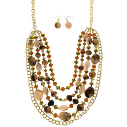 Mi Amore Adjustable Necklace-Earring-Set Multicolor/Gold-Tone