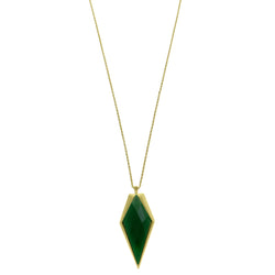 Mi Amore Adjustable Pendant-Necklace Green/Gold-Tone