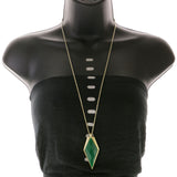 Mi Amore Adjustable Pendant-Necklace Green/Gold-Tone