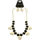 Mi Amore Adjustable Necklace-Earring-Set Black/Gold-Tone