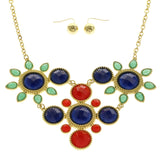 Mi Amore Adjustable Necklace-Earring-Set Multicolor/Gold-Tone