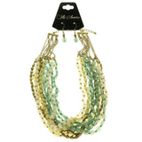 Mi Amore Adjustable Necklace-Earring-Set Green/Gold-Tone