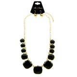 Mi Amore Adjustable Necklace-Earring-Set Black/Gold-Tone