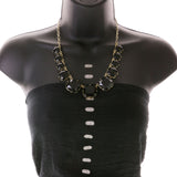 Mi Amore Adjustable Necklace-Earring-Set Black/Gold-Tone