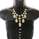 Mi Amore Iridescent Adjustable Necklace-Earring-Set White & Gold-Tone