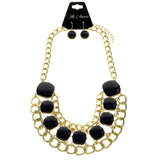 Mi Amore Adjustable Necklace-Earring-Set Blue/Gold-Tone