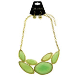 Mi Amore Adjustable Necklace-Earring-Set Green/Gold-Tone