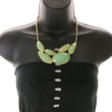 Mi Amore Adjustable Necklace-Earring-Set Green/Gold-Tone