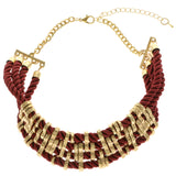 Mi Amore Adjustable Collar-Necklace Red/Gold-Tone