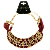 Mi Amore Adjustable Collar-Necklace Red/Gold-Tone