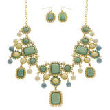 Mi Amore Adjustable Necklace-Earring-Set Blue/White