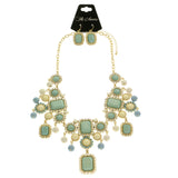 Mi Amore Adjustable Necklace-Earring-Set Blue/White