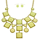 Mi Amore Adjustable Necklace-Earring-Set Green/Gold-Tone