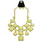 Mi Amore Adjustable Necklace-Earring-Set Green/Gold-Tone