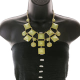 Mi Amore Adjustable Necklace-Earring-Set Green/Gold-Tone