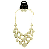 Mi Amore Adjustable Necklace-Earring-Set White/Gold-Tone