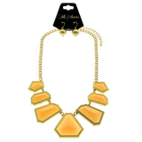 Mi Amore Adjustable Necklace-Earring-Set Peach/Gold-Tone