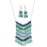 Mi Amore Adjustable Necklace-Earring-Set Blue/Green