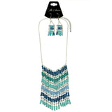 Mi Amore Adjustable Necklace-Earring-Set Blue/Green