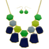 Mi Amore Adjustable Necklace-Earring-Set Multicolor/Gold-Tone