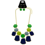 Mi Amore Adjustable Necklace-Earring-Set Multicolor/Gold-Tone