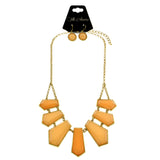 Mi Amore Adjustable Necklace-Earring-Set Peach/Gold-Tone