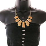 Mi Amore Adjustable Necklace-Earring-Set Peach/Gold-Tone