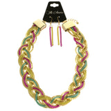 Mi Amore Adjustable Necklace-Earring-Set Multicolor/Gold-Tone