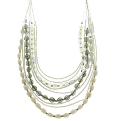 Mi Amore Adjustable Layered-Necklace White/Gray