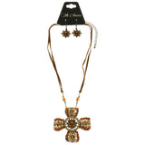 Mi Amore Adjustable Necklace-Earring-Set Brown/Copper-Tone