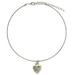 Mi Amore Heart Glitter Reversable Choker-Necklace Dark-Silver & White