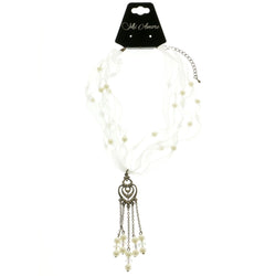 Mi Amore Adjustable Fashion-Necklace White/Copper-Tone