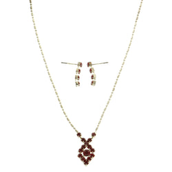 Mi Amore Adjustable Necklace-Earring-Set Red/Silver-Tone