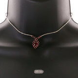 Mi Amore Adjustable Necklace-Earring-Set Red/Silver-Tone