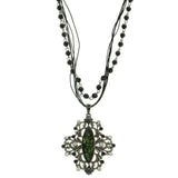 Mi Amore Adjustable Pendant-Necklace Black/Silver-Tone