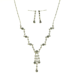 Mi Amore Adjustable Necklace-Earring-Set Silver-Tone