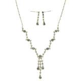 Mi Amore Adjustable Necklace-Earring-Set Silver-Tone