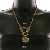 Mi Amore Heart Pendant-Necklace Gold-Tone/Blue