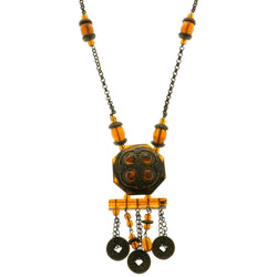 Mi Amore Chinese  Adjustable Statement-Necklace Brown & Copper-Tone