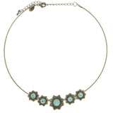 Mi Amore Flower Adjustable Choker-Necklace Silver-Tone & Blue