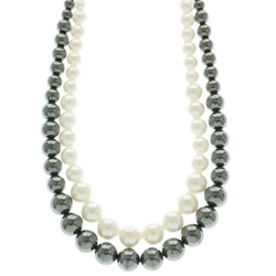 Mi Amore Bead-Necklace Gray/White